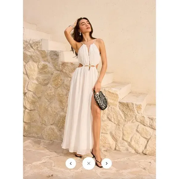 Commense Cut-Out Maxi Dress With Slit Sz S - Picture 2 of 6